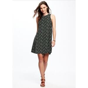 Old Navy Black Floral Swing Dress Size XS